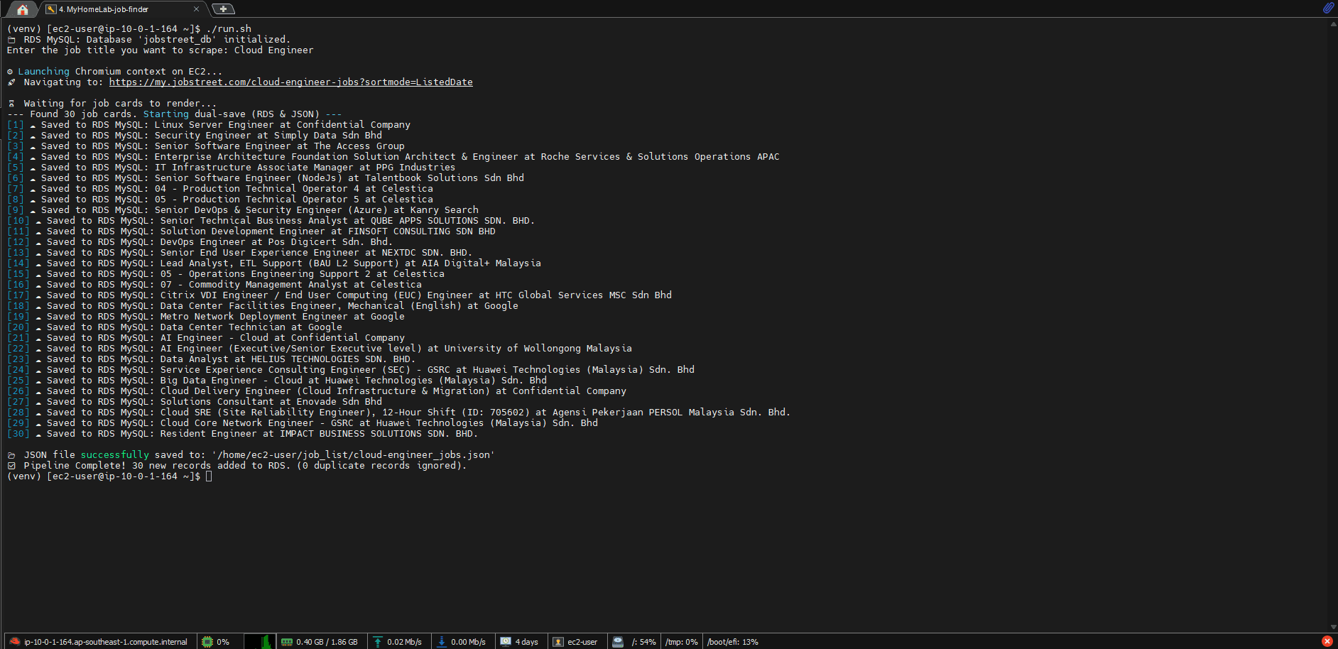 Cloud-Based Job Application Web Scraper screenshot 3